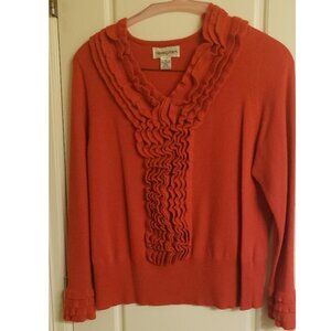 BLOOMINGDALE'S Red Cashmere Ruffle Sweater - Size 1X